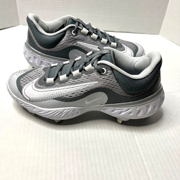 Nike Alpha Huarache Elite 4 Low Cleats White Wolf Grey DJ6521-012 Men Size - Picture 7 of 14